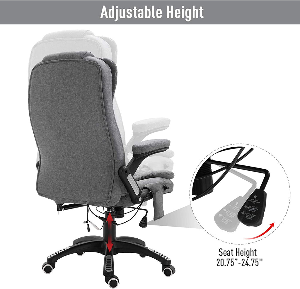 High Back Adjustable Massage Office Chair Ergonomic Reclining Executive Chair Home Office Furniture Grey