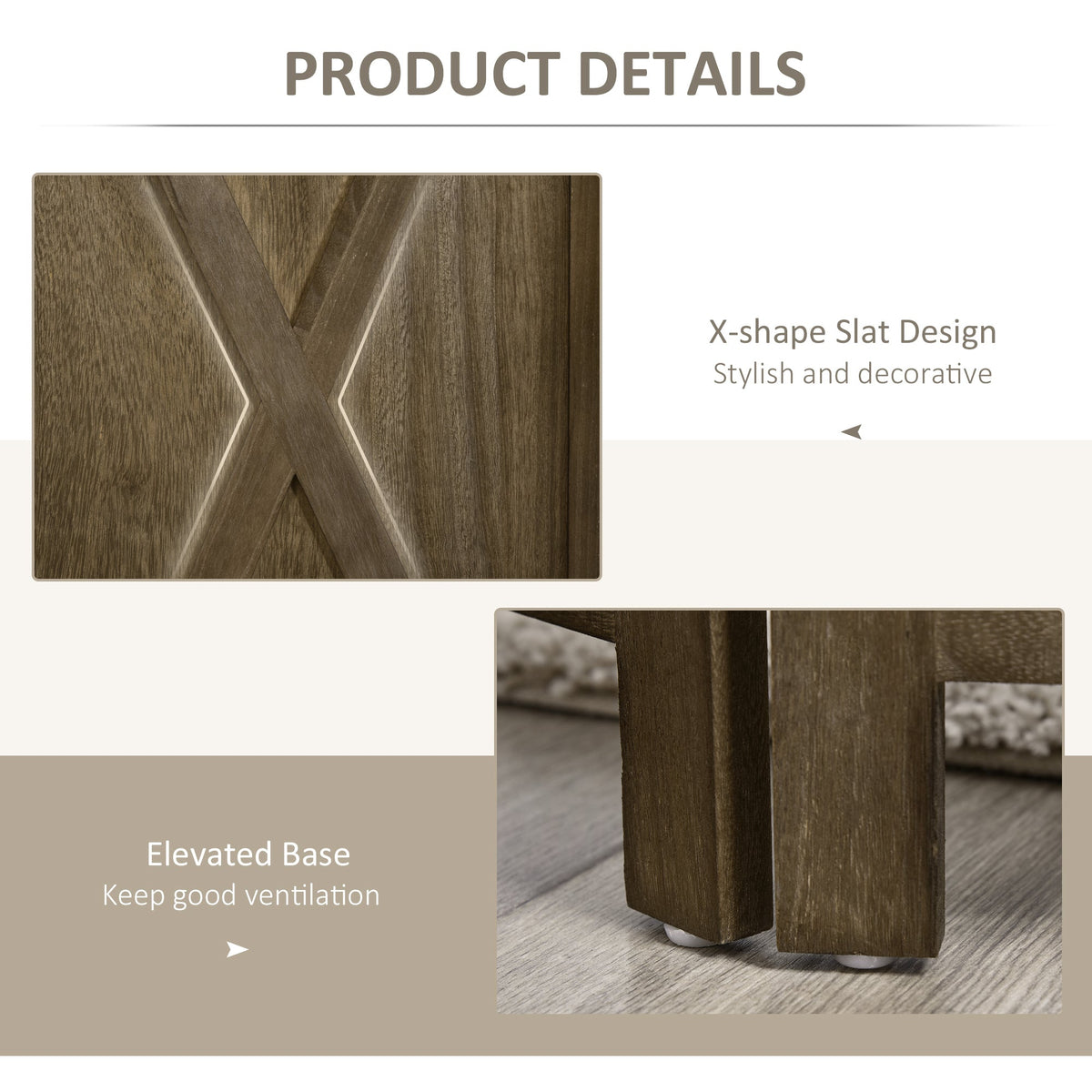 4-panel Wall Partition Farmhouse Room Separator with Foldable Design Wooden Frame 5.6FT, Walnut