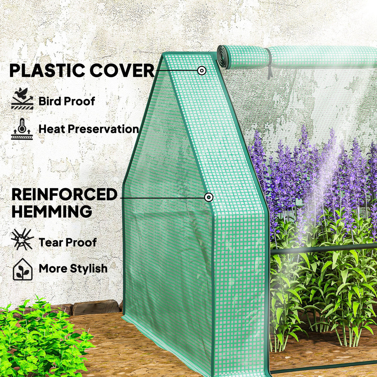 Portable Mini Greenhouse Tunnel Growing Tent Plants Flower Warm House w/ Zippered Roll-up Doors, Clear