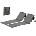 Set of 2 Foldable Lounge Chairs with Carry Strap, Adjustable Backrest, Grey