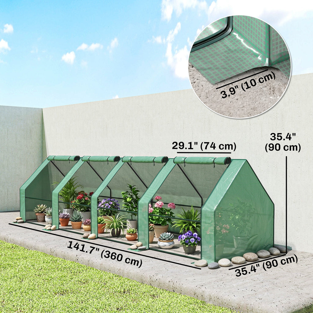 Portable Mini Greenhouse Tunnel Growing Tent Plants Flower Warm House w/ Zippered Roll-up Doors, Clear