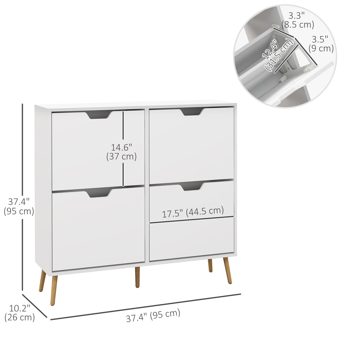 Shoe Storage Cabinet with 4 Flip Drawers and Adjustable Shelf, Shoe Cabinet for 8-16 Pairs of Shoes, Black