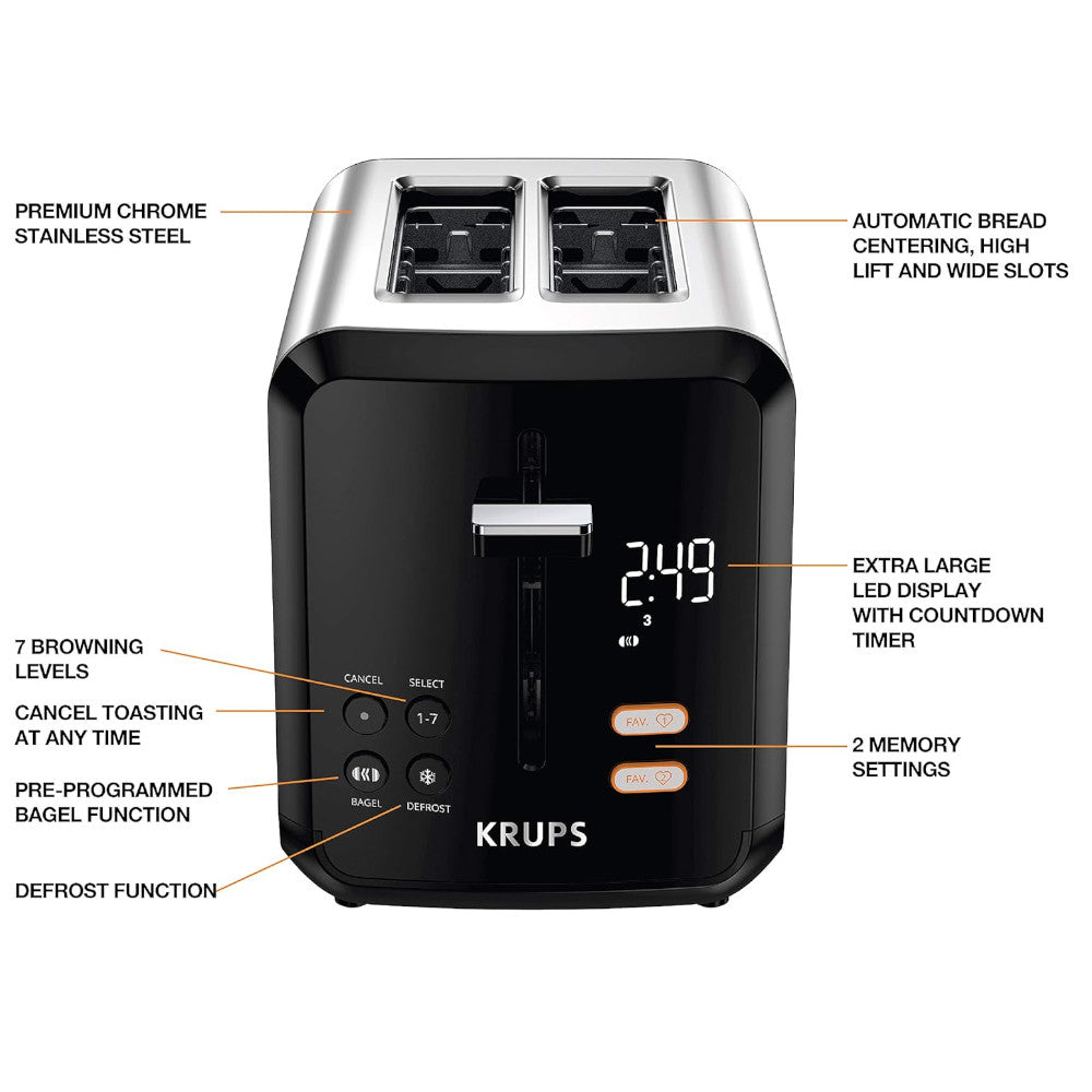 KRUPS KH320D50 My Memory 2 Slice Digital Stainless Steel Toaster