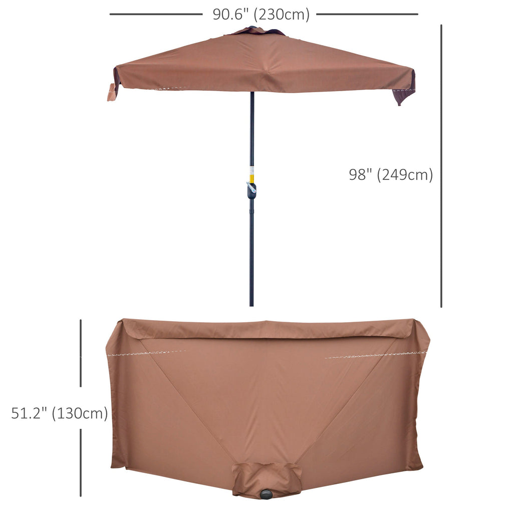 9.8ft Half Umbrella Semi Round Patio Parasol with Crank Handle, Top Vent for Garden, Balcony- NO BASE INCLUDED, Green