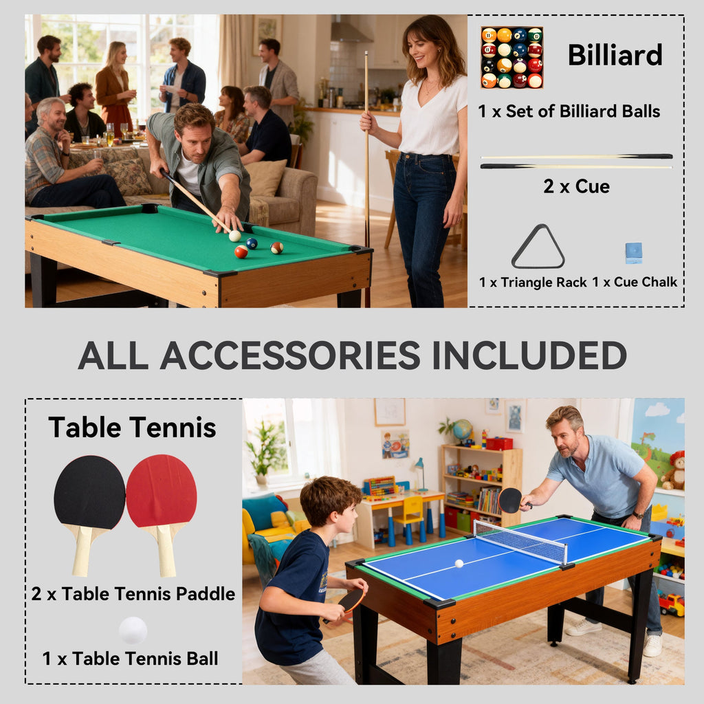 53 in 5-in-1 Combo Multi Game Table with Foosball, Pool, Hockey, Table Tennis, Basketball for Adults