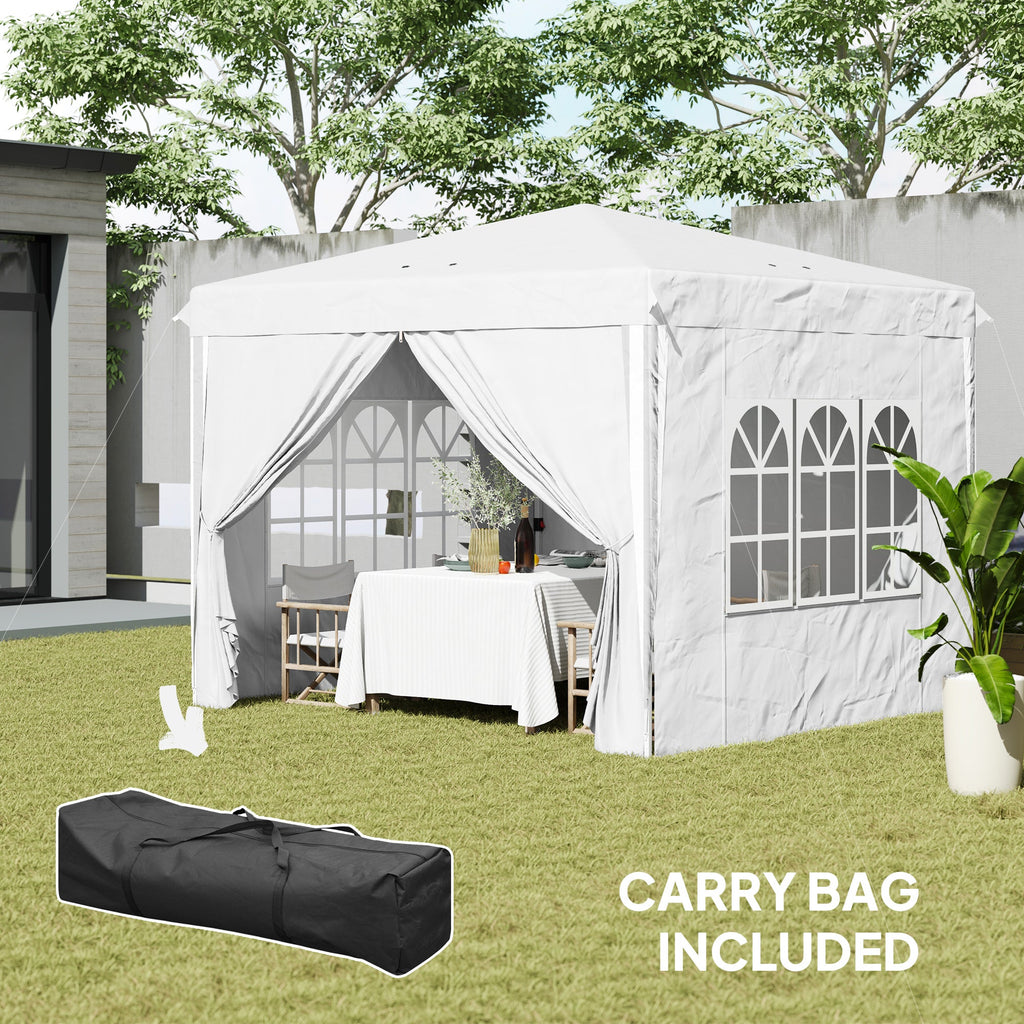 10' x 10' Pop-Up Canopy Tent with Sidewalls, Height-Adjustable, Carry Bag Included, for Outdoor, Garden, Patio, Light Grey