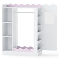 Kids Dress Up Storage with Mirrors and Hanging Rack and Shelves for Bedroom-Red
