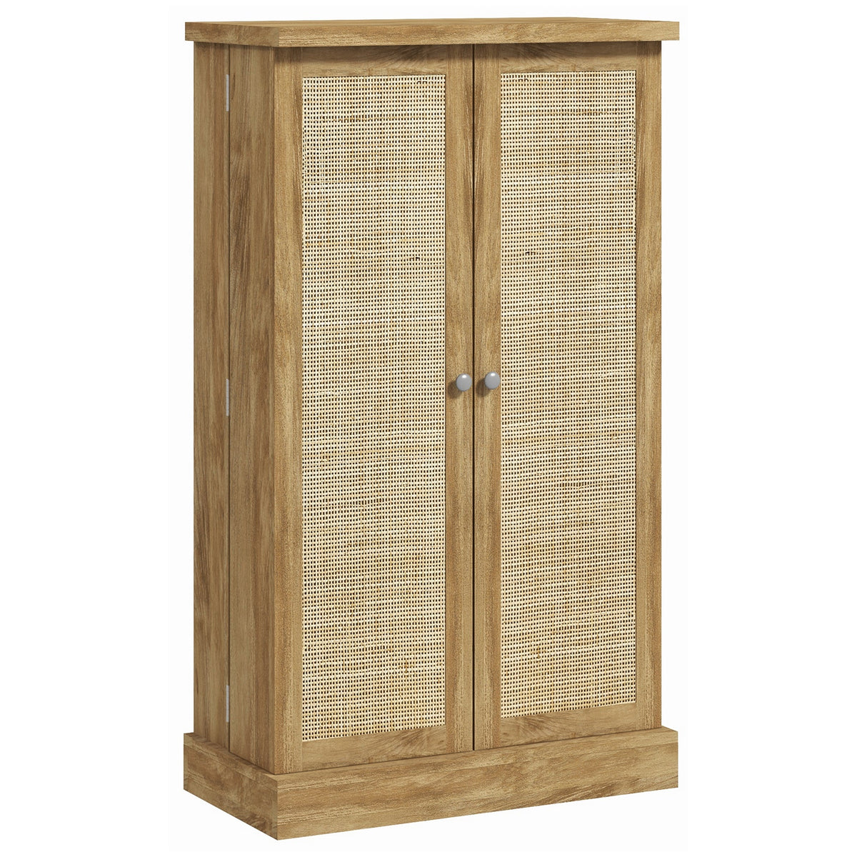 41" Rattan Kitchen Storage Cabinet, Food Pantry Cabinet with 5-Tier Shelf 12 Spice Racks Adjustable Shelves Natural
