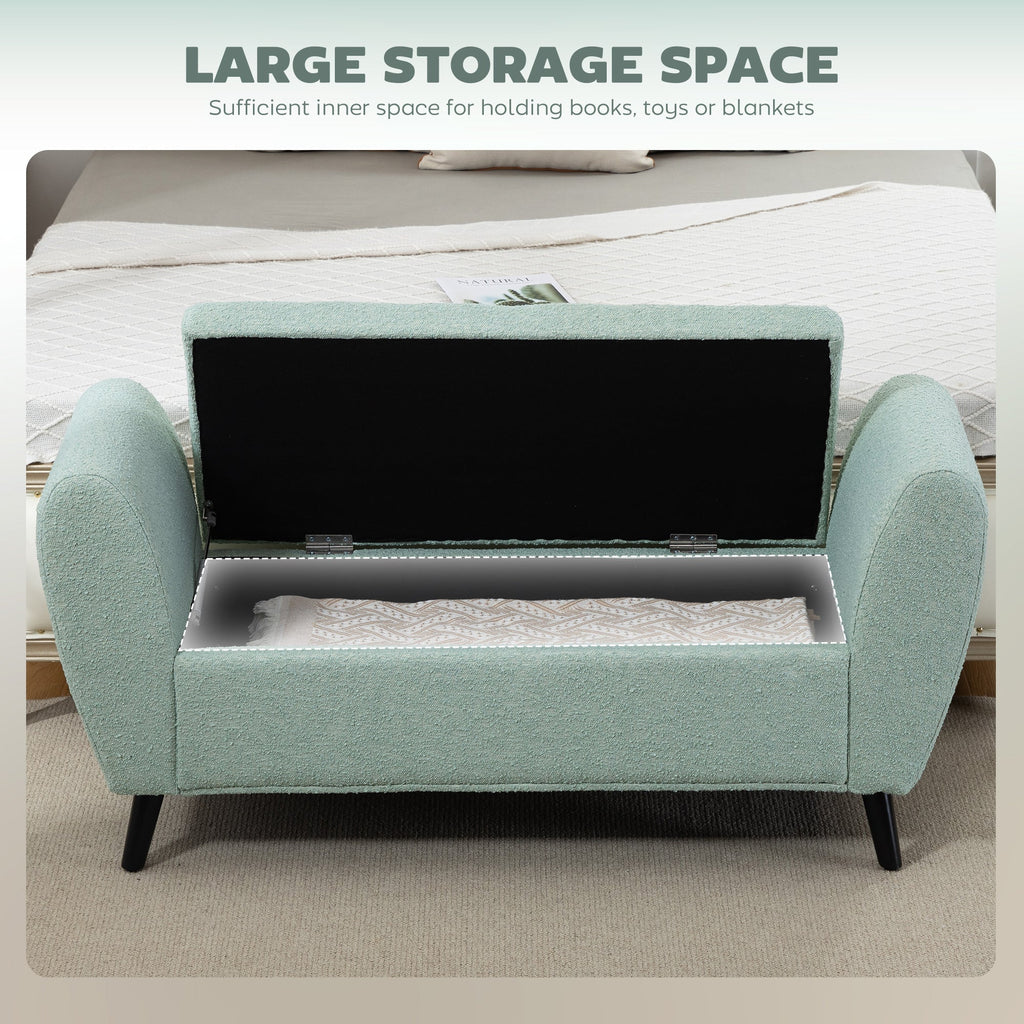 Upholstered Storage Bench with Arms, Modern Ottoman Bench for Bedroom, Entryway, and Living Room, Black