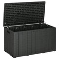 81 Gallon Garden Storage Box, Waterproof Double Wall Storage Container with Wheels and Handles, Black