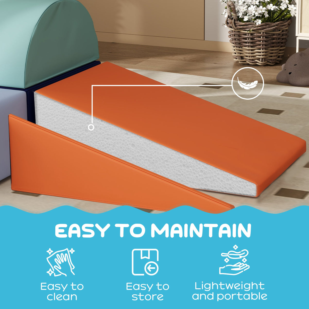 6 Piece Soft Play Equipment for Kids 6-72 Months, Orange and Blue