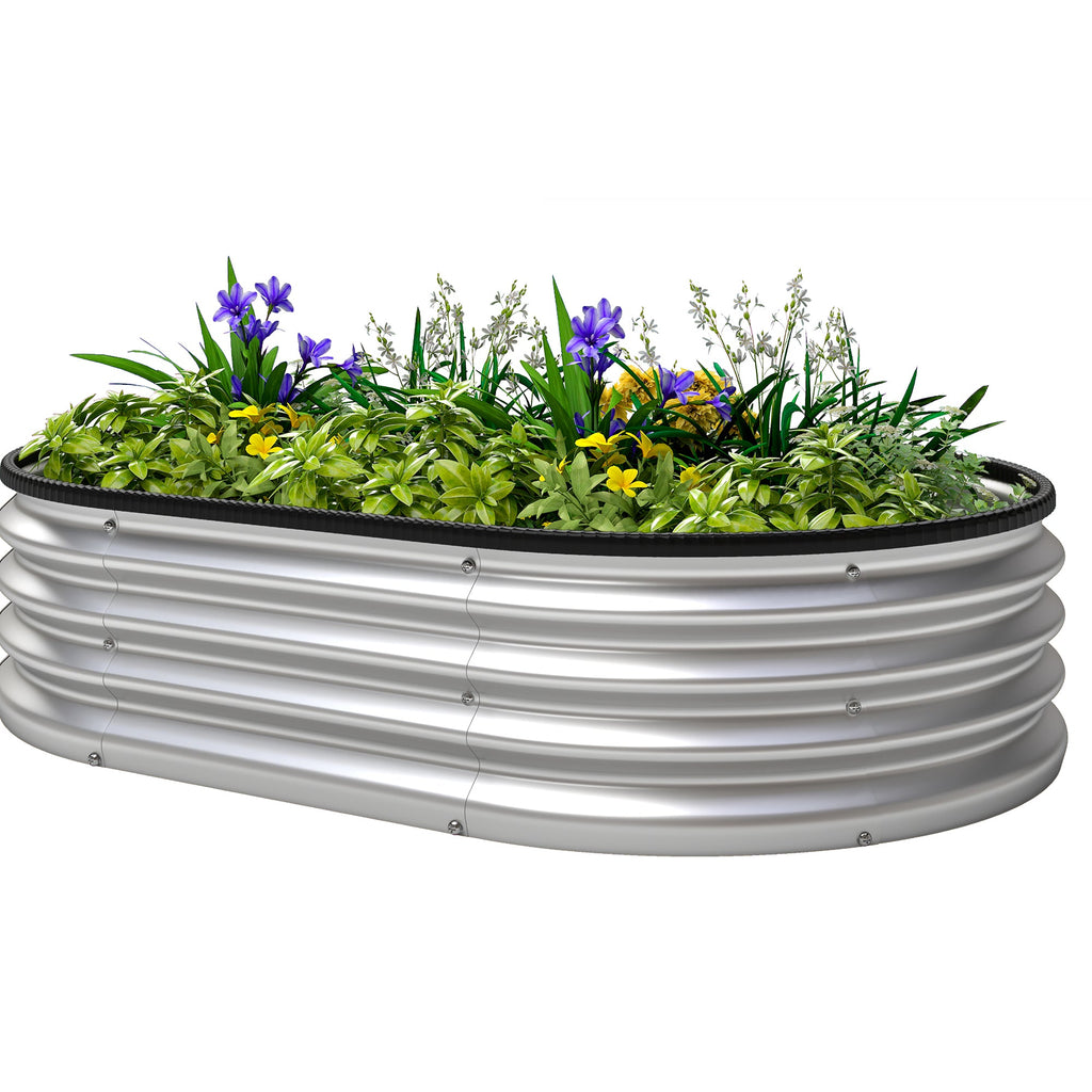 Galvanized Raised Garden Bed, 5 x 3 x 1 ft Modular Metal Garden Beds with Rubber Strip Edging, Silver