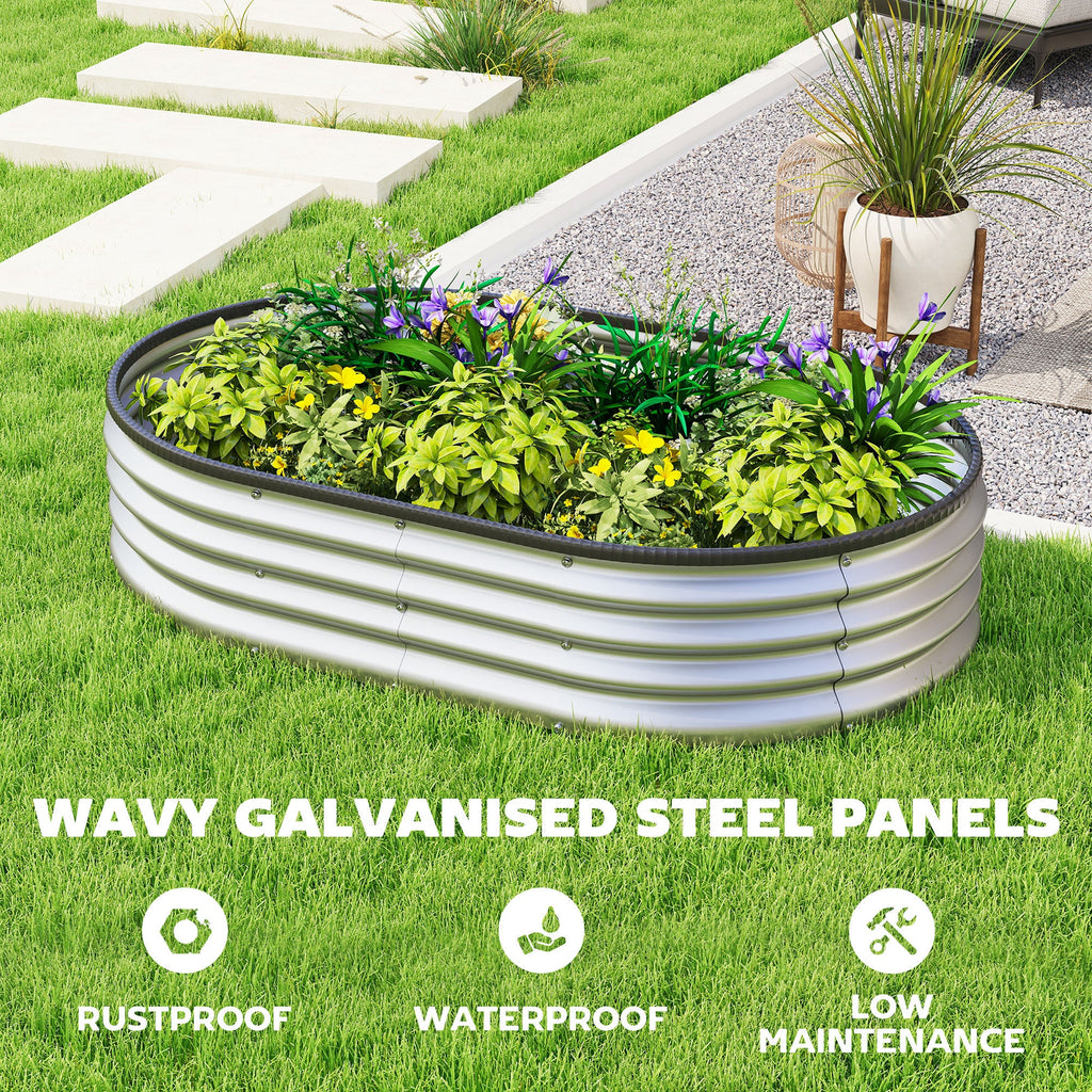 Galvanized Raised Garden Bed, 5 x 3 x 1 ft Modular Metal Garden Beds with Rubber Strip Edging, Silver
