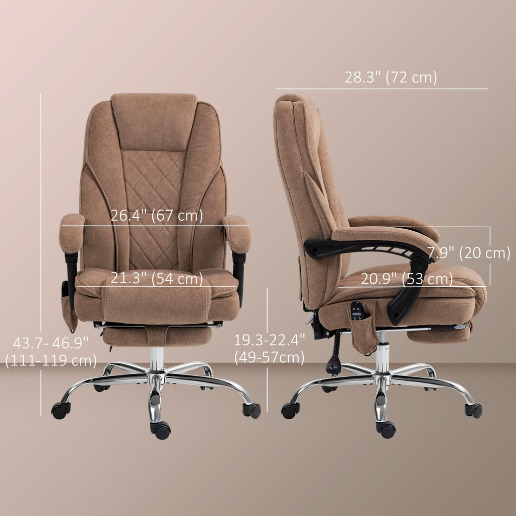Massage Office Chair, Reclining Computer Chair with Adjustable Height and Footrest, Brown