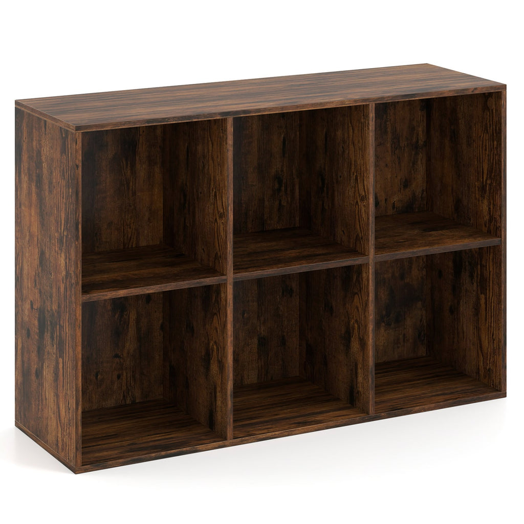 Modern 6-Cube Bookcase with Anti-tipping Kits for Bedroom Living Room-Rustic Brown