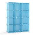 Modular Baby Wardrobe with 10 Cubes & Hanging Rod and Shelves Stackable-Blue