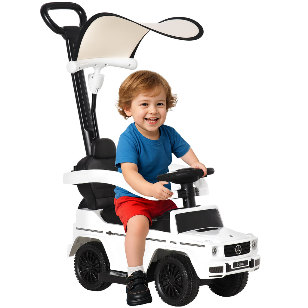 Mercedes-Benz G350 Licensed Push Car, 3-in-1 Toddler Sliding Car with Horn, Steering, Foot Rest, Seat Storage, Black