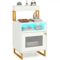 Nightstand with LED Lights Modern End Table with Top Tray Open Compartment and Storage Cabinet-White