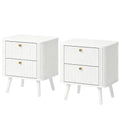 Modern Nightstand Set of 2, Bedside Table with 2 Drawers, Side End Table for Bedroom, Living Room, White Wood Grain