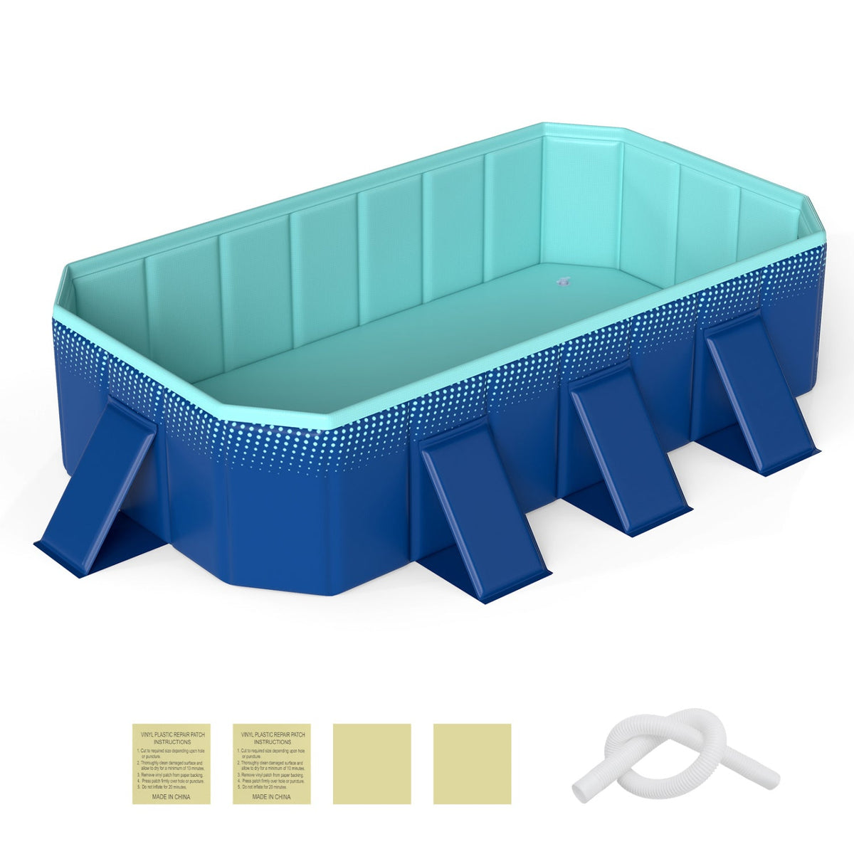 Non-Inflatable Swimming Pool Portable Around Ground Pool with 8 Support Panels-Navy