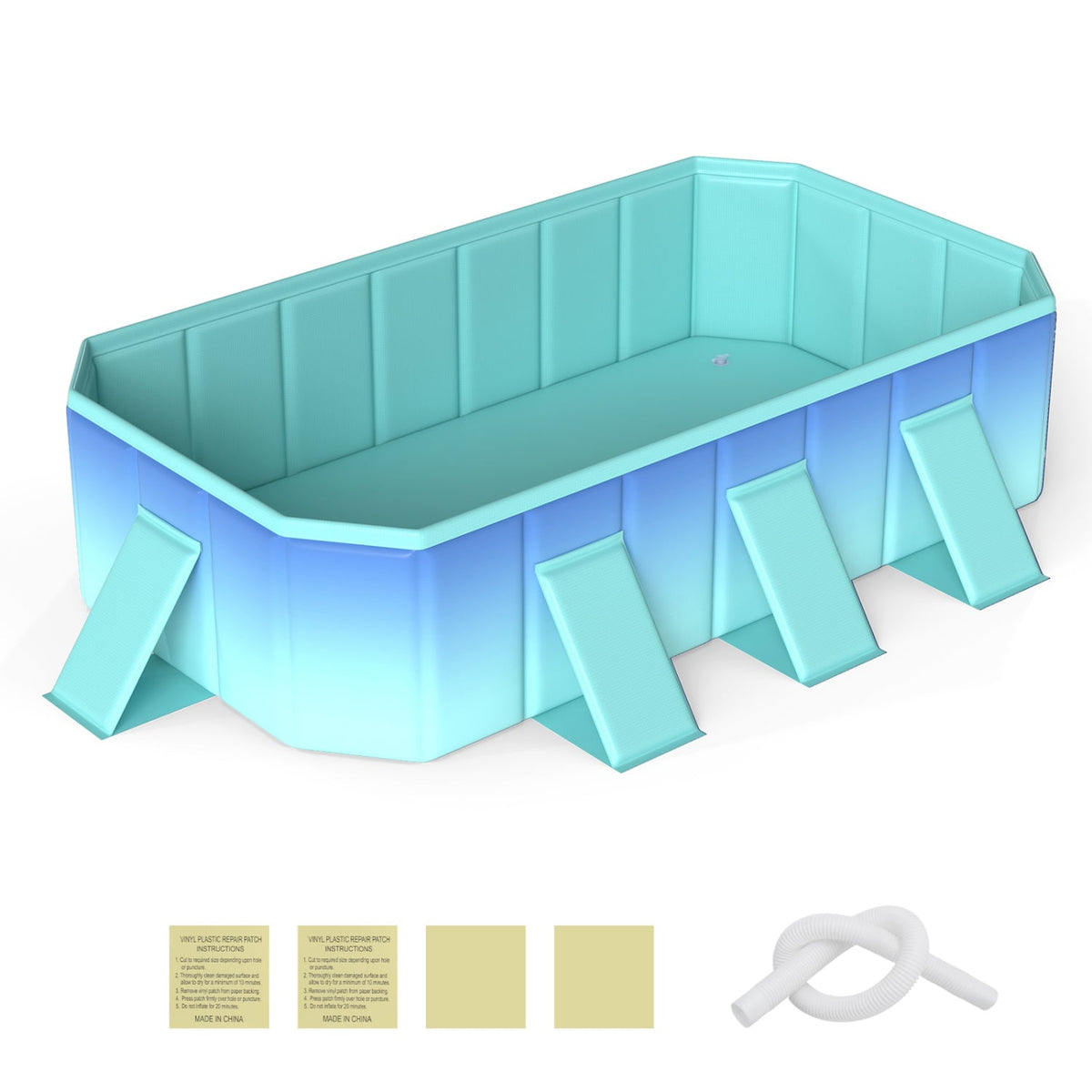 Non-Inflatable Swimming Pool Portable Around Ground Pool with 8 Support Panels-Gradient