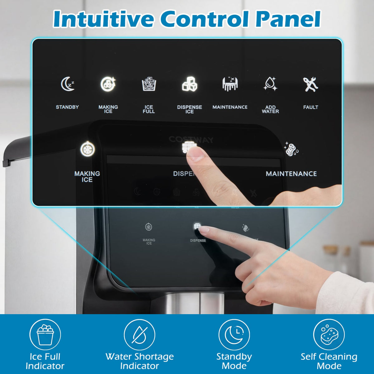 Nugget Ice Maker with Self Dispensing 80 LBS Per Day Chewable Pellet Ice Machine