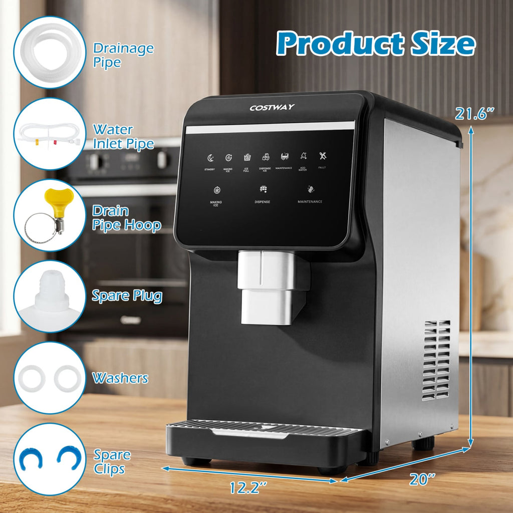 Nugget Ice Maker with Self Dispensing 80 LBS Per Day Chewable Pellet Ice Machine