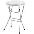 31.5" Bar Height Patio Table, Outdoor Bar Folding Table with HDPE Top, Locking Steel Legs for Party, Camping, White