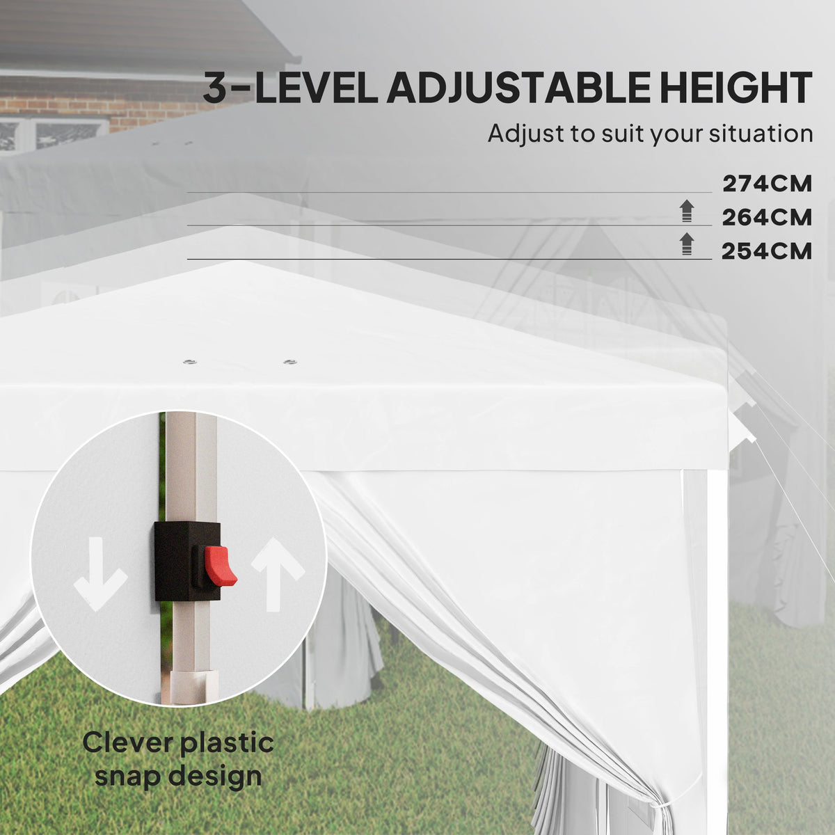 10' x 10' Pop-Up Canopy Tent with Sidewalls, Height-Adjustable, Carry Bag Included, for Outdoor, Garden, Patio, Light Grey