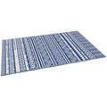 Reversible Outdoor Rug, Patio Floor Mat, 6'x9' Plastic Straw Rug for Backyard Deck, Beach, Camping, Dark Blue and White