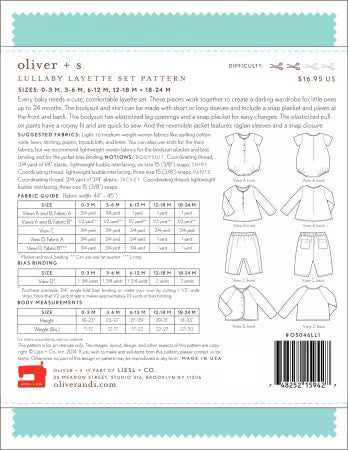 Lullaby Layette Set Pattern 0-24M