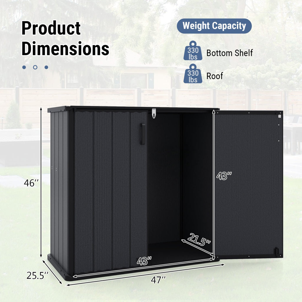 Outdoor 23.5 Cu.ft All-Weather Storage Box with Floor Lockable Door-Black