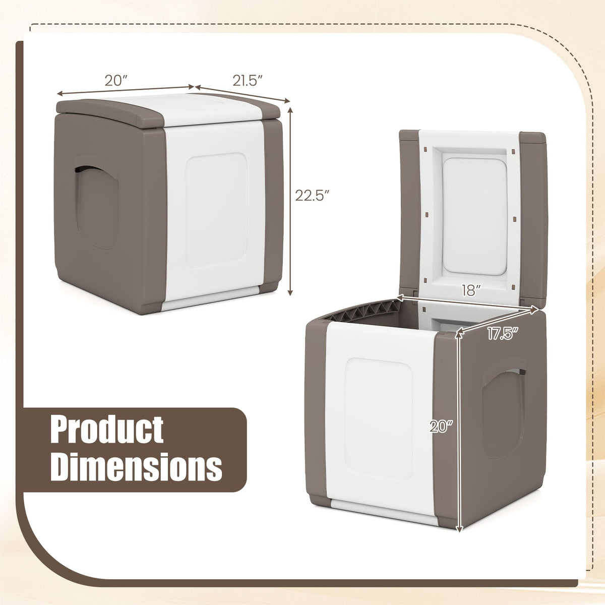 Outdoor Deck Box with Lid for Packages and Garden-Beige