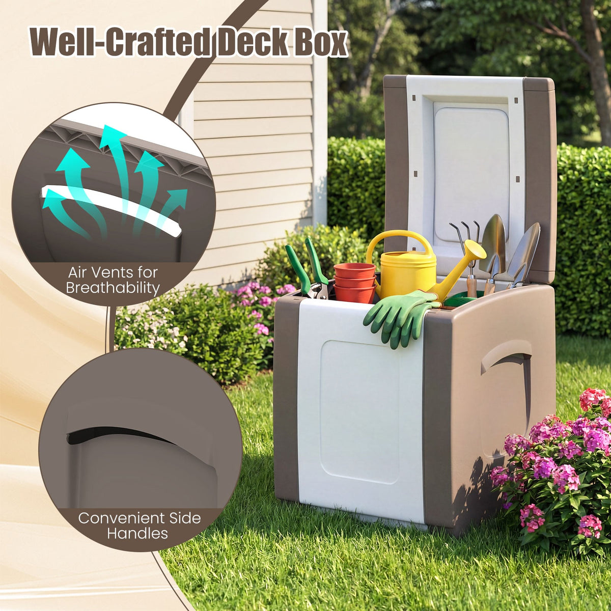 Outdoor Deck Box with Lid for Packages and Garden-Beige