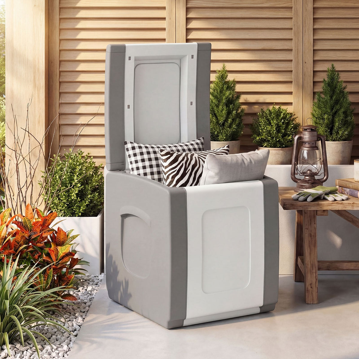 Outdoor Deck Box with Lid for Packages and Garden-Gray