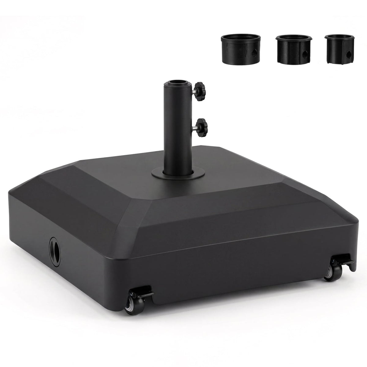 Outdoor Fillable Umbrella Base with Wheels Water Sand Weighted Umbrella Stand-Black