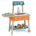 Outdoor Kids Play Kitchen Set Wooden Toy Kitchen Playset with Removable Sink-Orange