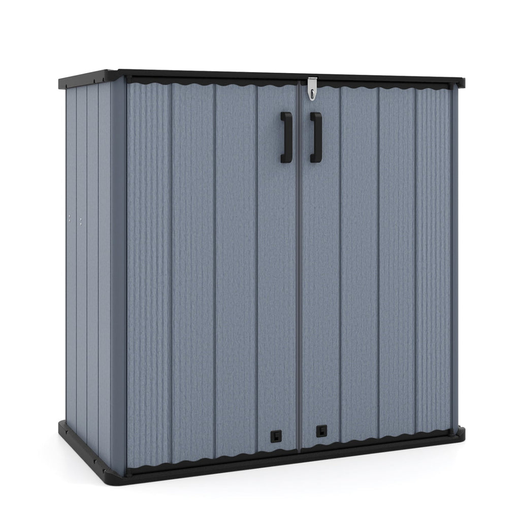 Outdoor Storage Shed 23.5 Cu.ft All-Weather Storage Box with Floor Lockable Door-Gray
