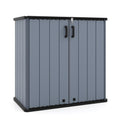 Outdoor Storage Shed 23.5 Cu.ft All-Weather Storage Box with Floor Lockable Door-Gray