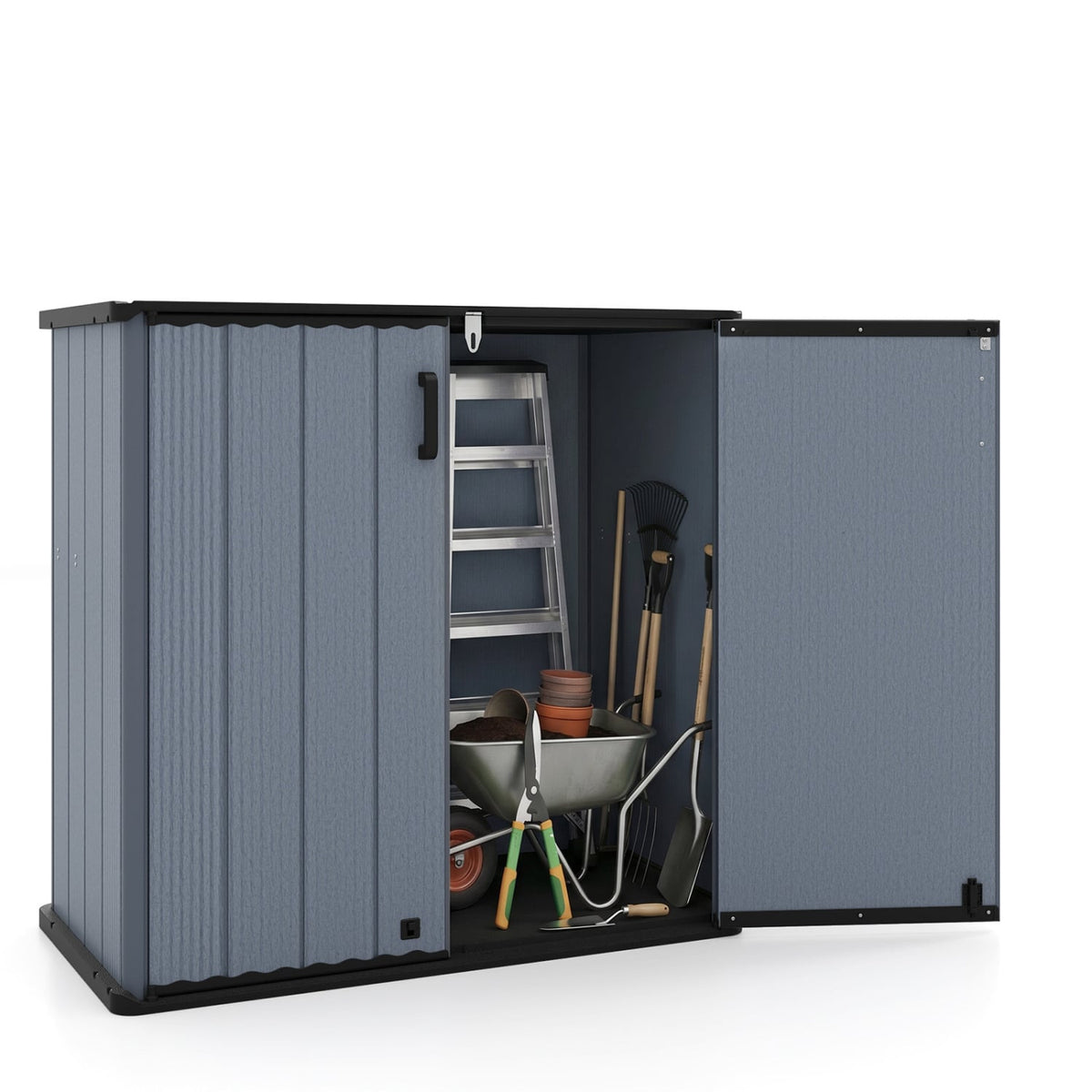 Outdoor Storage Shed 23.5 Cu.ft All-Weather Storage Box with Floor Lockable Door-Gray