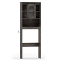 Over Toilet Storage Cabinet with Sliding Barn Door and Open Shelves for Bathroom-Oak