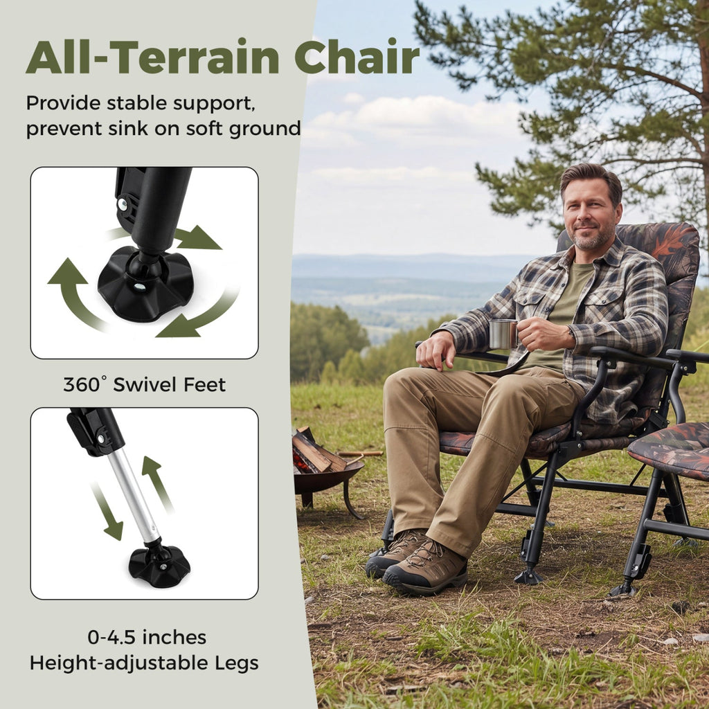 Oversized Foldable Fishing Chair for Adults with Armrest-Multicolor