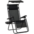 2 Piece Foldable Lounge Chair with Canopy Shade, Outdoor Zero Gravity Chair w/ Side Tray & Cup Holder, Reclining Lounger w/ Breathable Mesh Fabric Seat, Pillow, Sky Blue