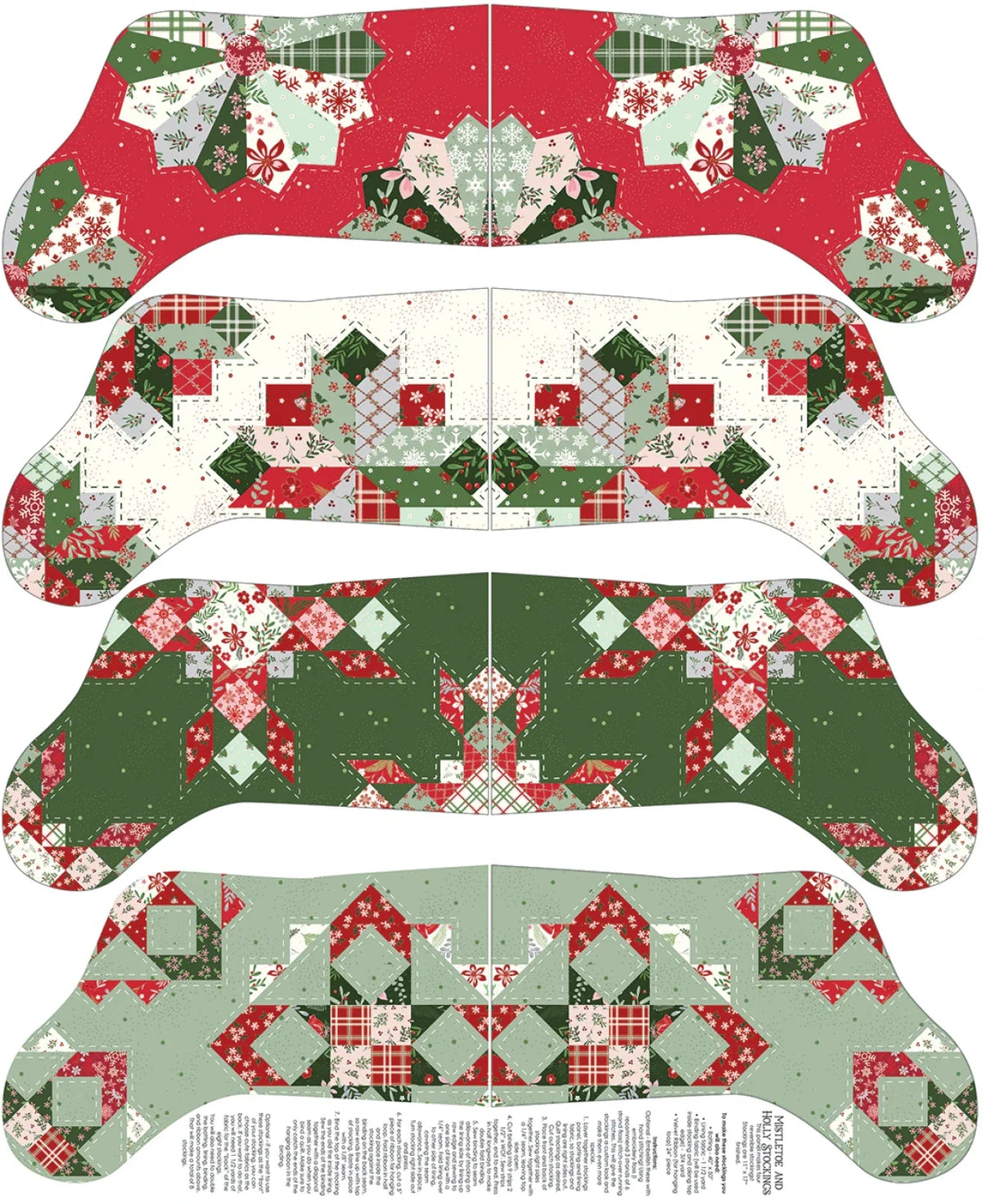 Mistletoe & Holly 35 1/2in x 43in Stockings Panel