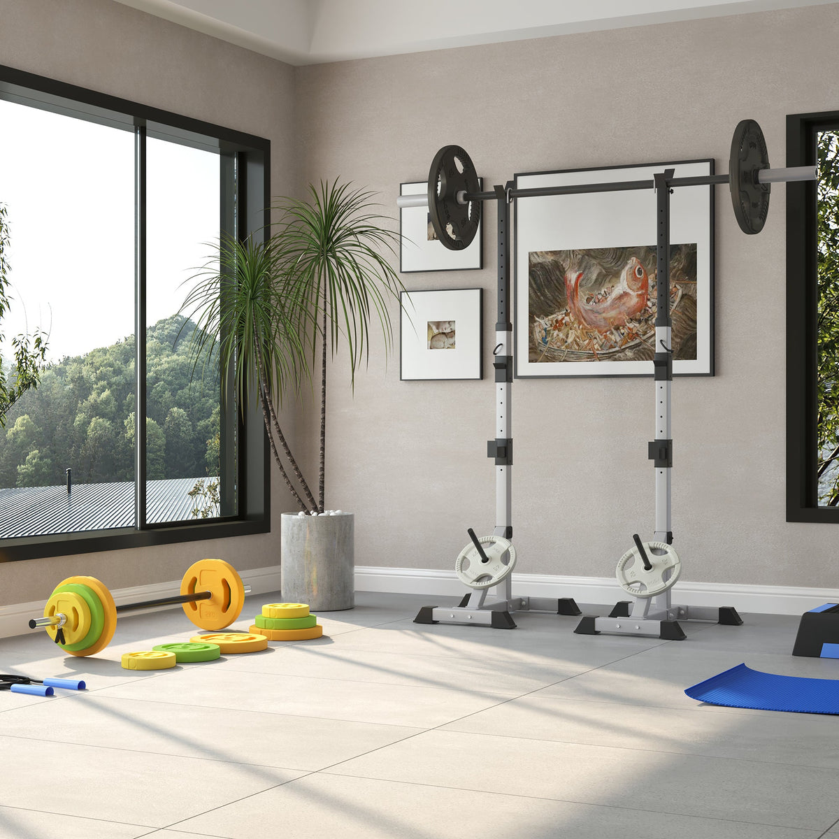 44lbs Adjustable Barbell Weight Set with Non-slip Handle for Home Gym