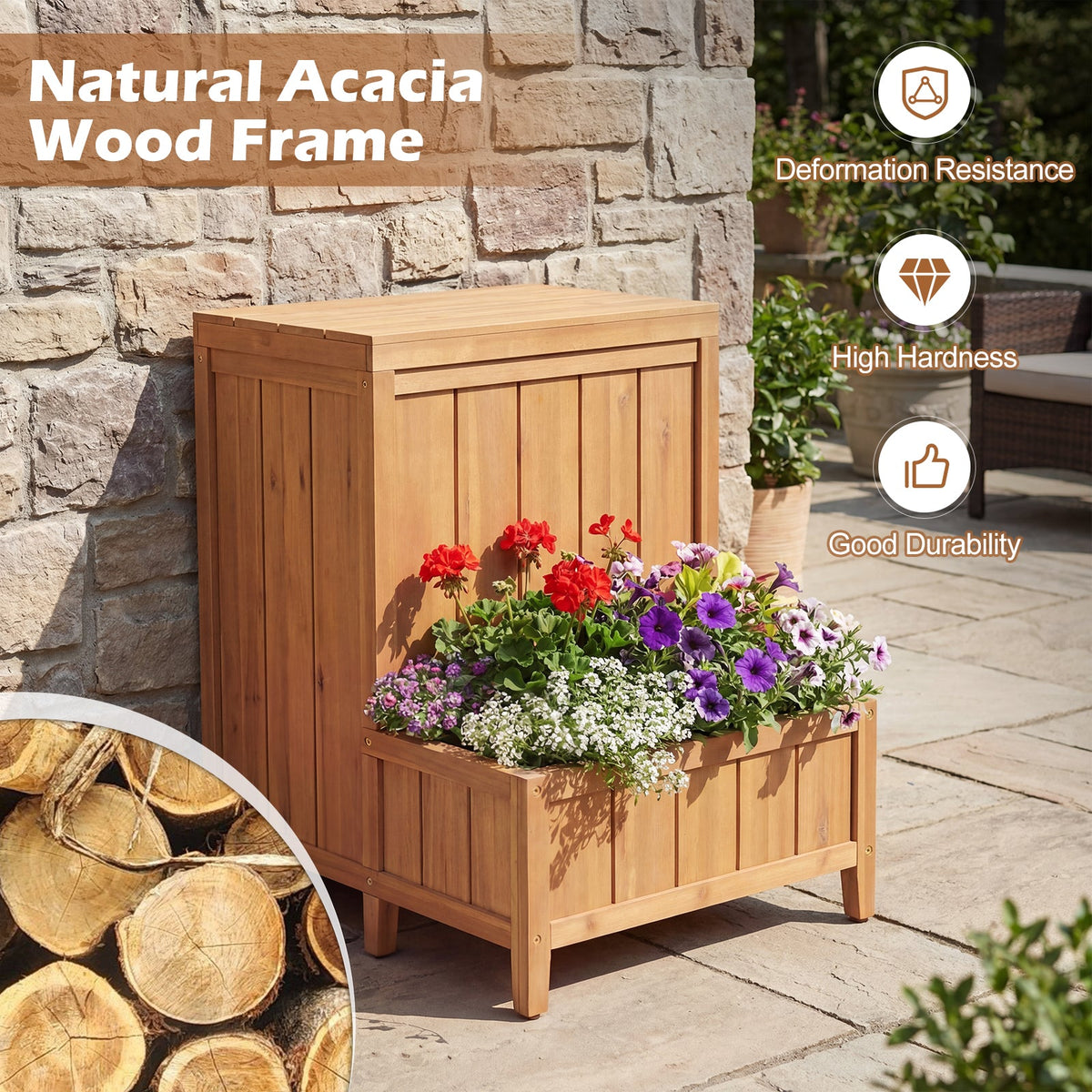 Package Delivery Box with Planter Box for Pool Accessories and Garden Tools
