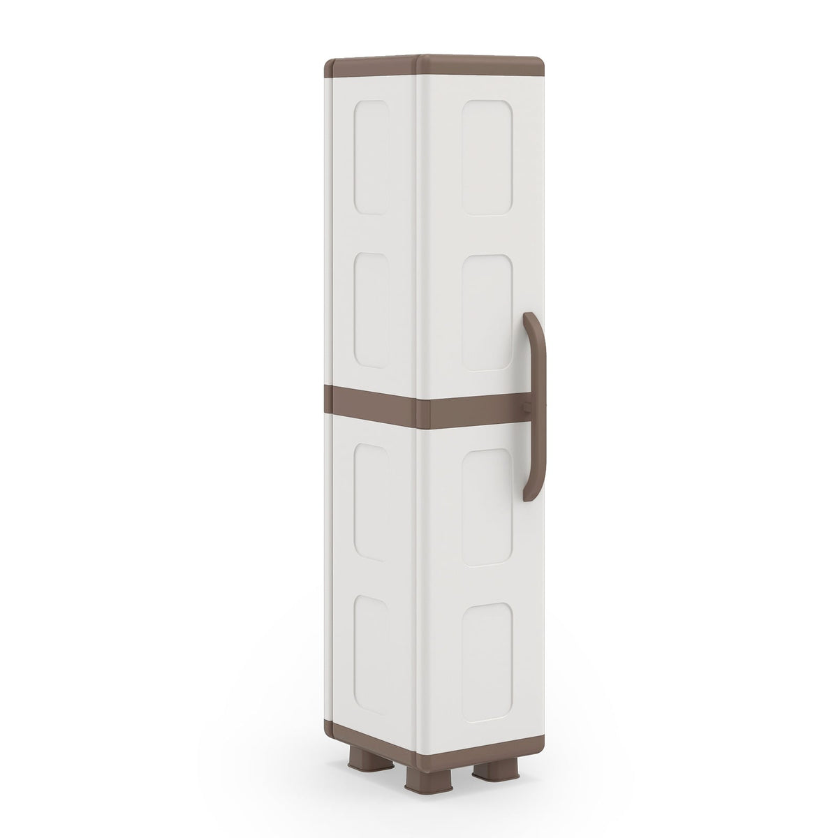 Plastic Kitchen Pantry with 4 Adjustable Shelves and Single Door for Living Room and Kitchen-Beige