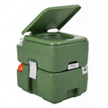 Portable Camping Toilet Porta Potty with Level Indicator and 22 L Detachable Waste Tank-Green