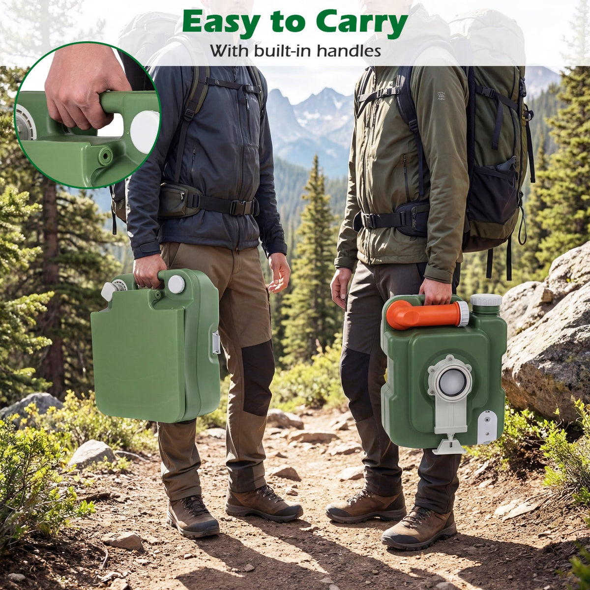 Portable Camping Toilet Porta Potty with Level Indicator and 22 L Detachable Waste Tank-Green