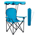 Portable Folding Beach Canopy Chair with Cup Holders-Light Blue